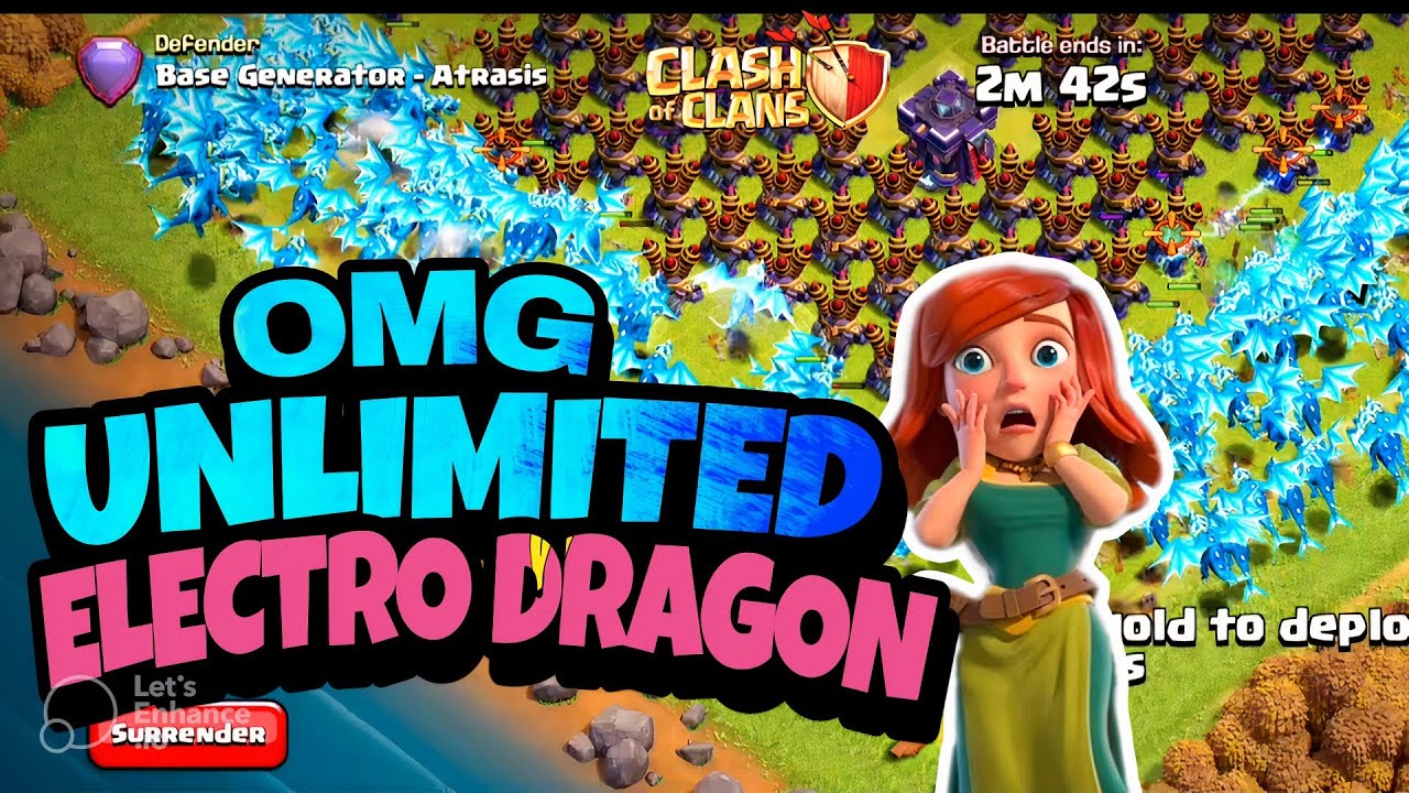 Unlimited Electro Dragon vs Air defense -clash of clans 