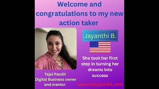 Congratulations to my new action taker who has taken her first step towards changing her life