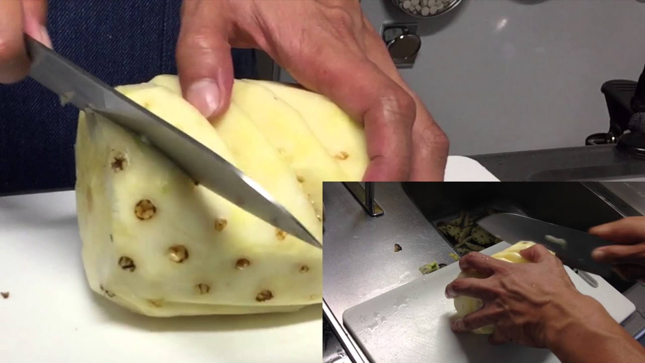 タイの屋台式パイナップルの剥き方 How To Cut Pineapple Thai Style Youtube
