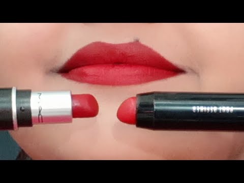 Mac ruby woo retro matte lipstick vs LAKME ABSOLUTE Kareena Kapoor Khan pout definer fearless red