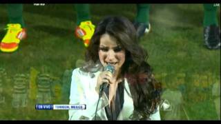 Cynthia canta el Himno Nacional de México en la Final Santos - Tigres