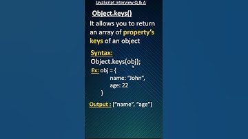 Object.values() Object.keys() Object.entries() in JavaScript | JS Interview Questions #13 | #shorts