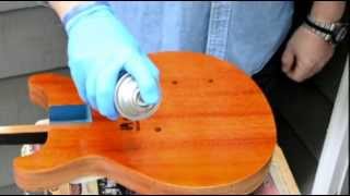 How to Apply a Vintage, Two-Tone Sunburst finish using Spray Cans! Part  3-Spraying the Amber Coat