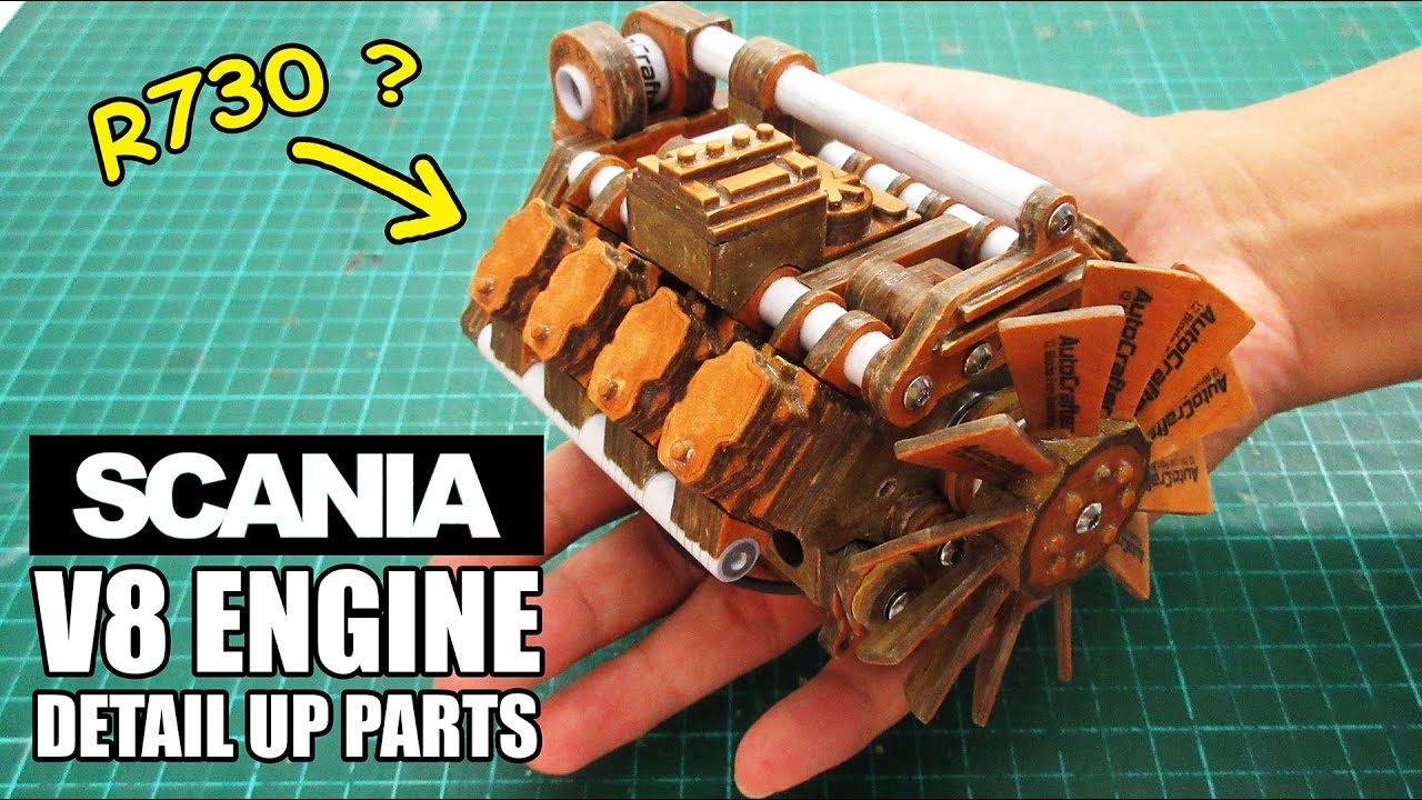 SCANIA RC Truck Chassis Part 17 How To Make V8 Engine Detail Up Parts