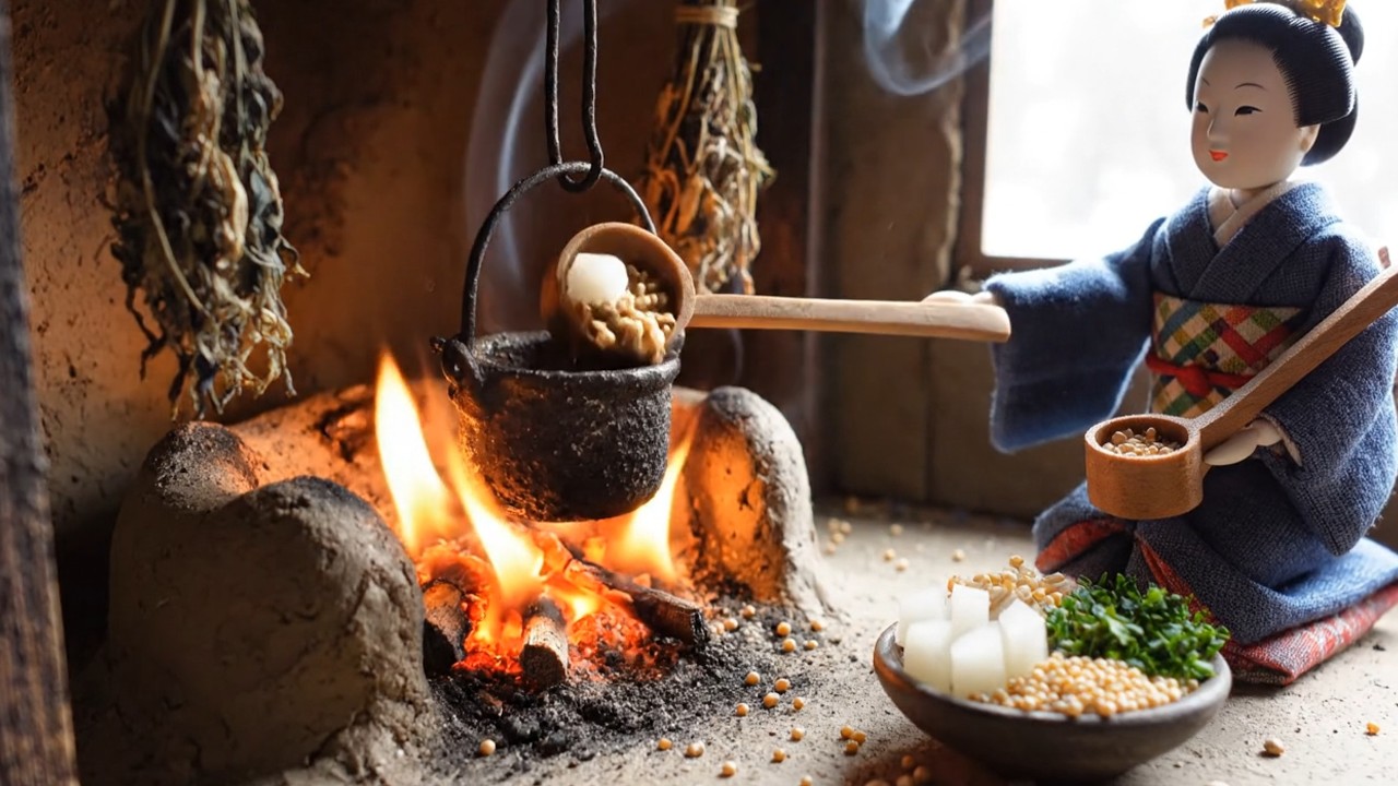 Miniature Doll Samurai Battle ASMR | Tiny Japanese Village Cooking & Victory Story