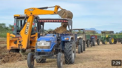 Jcb 3dx Eco Loader Machine Loading Red Mud In Mahindra and Swaraj Tractor | Jcb and Tractor Cartoon