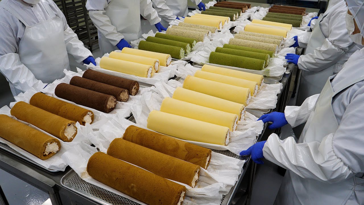 волшебный крем! удивительная фабрика массового производства различных рулетов -Корейская уличная еда