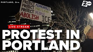 Protesters gather ahead of march to Portland ICE facility, following recent federal agent shootings
