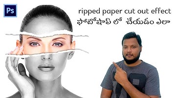 How to create ripped paper portrait effect in Adobe photoshop 2023 | Telugu tutorial