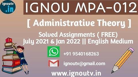 IGNOU MPA-012 Solved Assignment July 2021 & Jan 2022 [FREE] || IGNOU MPA || IGNOU TV || IGNOU ||