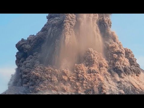 Violent ash eruption of Mount Sinabung in Sumatra, Indonesia. Volcano Sinabung 2021