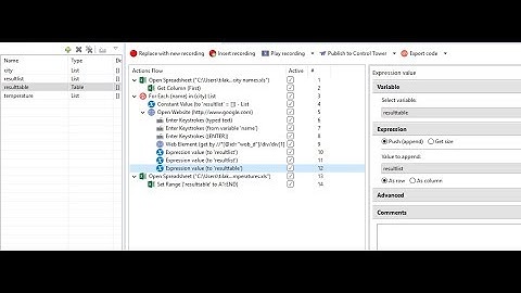 Lesson 10 Workfusion Excel automation Set range, List and Table variables