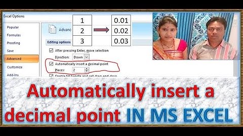 Automatically insert a decimal point IN MS EXCEL ,excel options , Advance setting in excel, excel.
