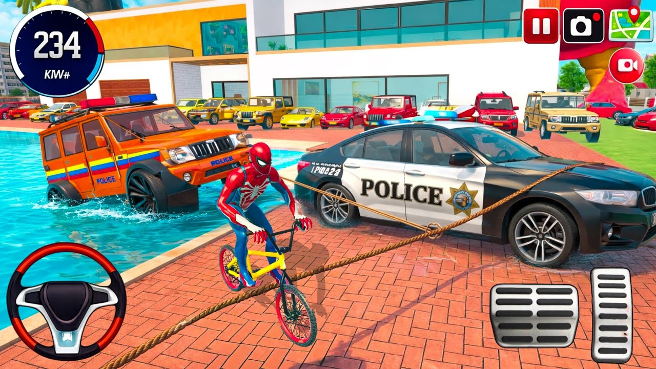 Car Bike Spiderman Game 🎯 Monster Hulk 💪 Indian Police Car Modified And Drove luxury Police SUV Game