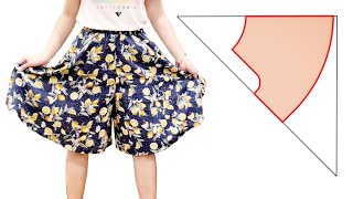 Very easy Divided Skirt / Circular Culotte Trousers Cutting and Sewing | DIY skirt pants