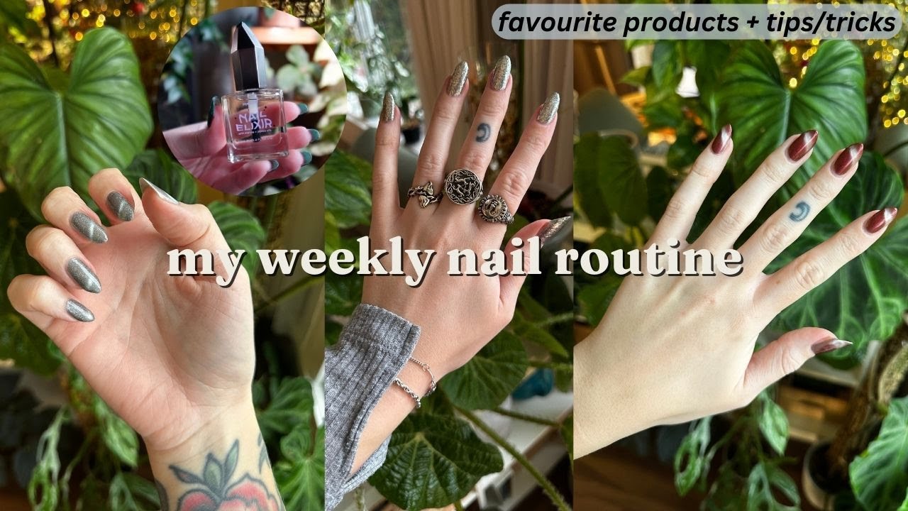 💅 routine for long natural nails with regular polish + how to use magnetic polishes (cat eye effect)