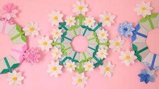 折り紙 マーガレットの花のリース 折り方 Origami Daisy Flower Wreath Tutorial Niceno1 ナイス折り紙 Niceno1 Origami 折り紙モンスター