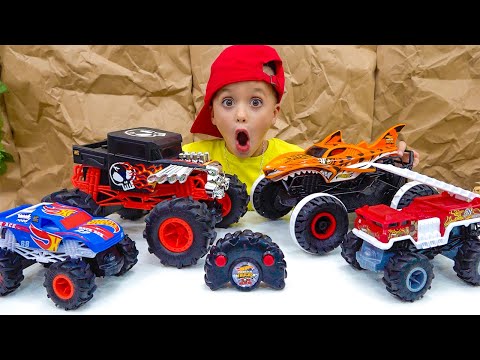 Vlad y Niki se divierten con los nuevos juguetes Hot Wheels Monster Truck RC