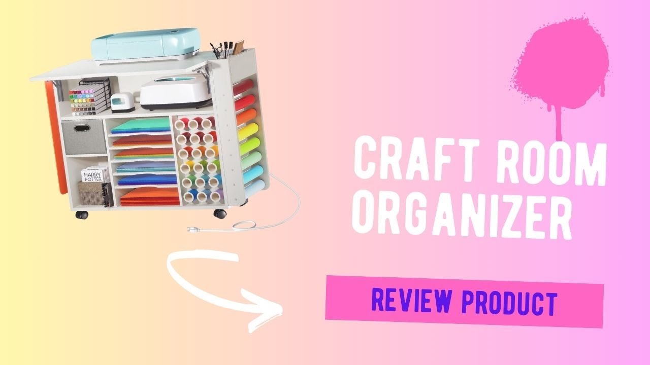 Craft Room Organization Ideas, Cricut Organization for Small Space, Craft Cart with Vinyl Holder