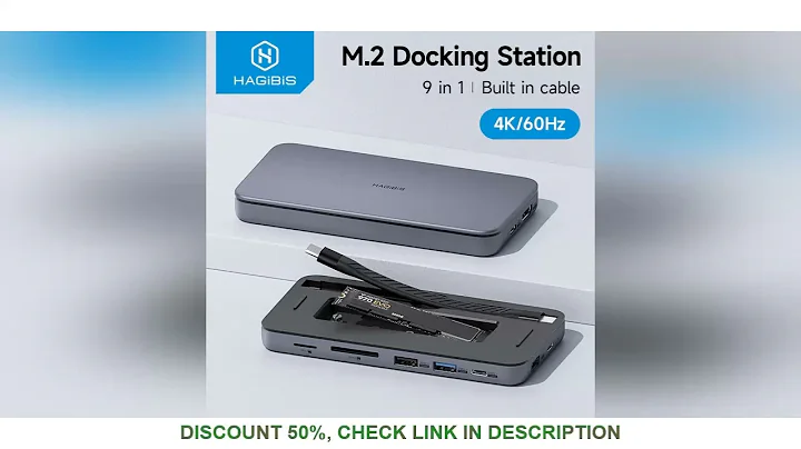 Hagibis 9 in 1 USB C HUB with M.2 NVMe/SATA SSD Enclosure 4K HDMI-compatible 100W PD USB 3.1 Docking