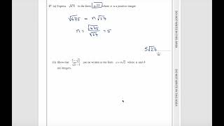 Edexcel IGCSE 4MA1/1H Oct/Nov 2024 – Q [17] | [SURDS] Explained Step by Step