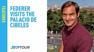 Roger Federer Visits The Palacio De Cibeles In Madrid
