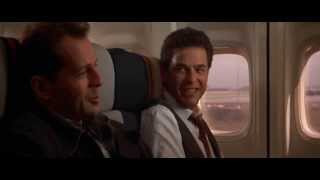 John mcclane is nervous while flying. from the 1988 film, die hard.