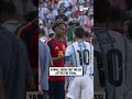 Lamine Yamal and Lionel Messi share a moment after Spain defeated Argentina in the World Cup Final