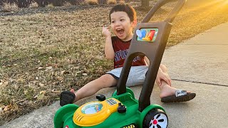 Jasper and his Lawn Mower Toy: Neighborhood Adventure