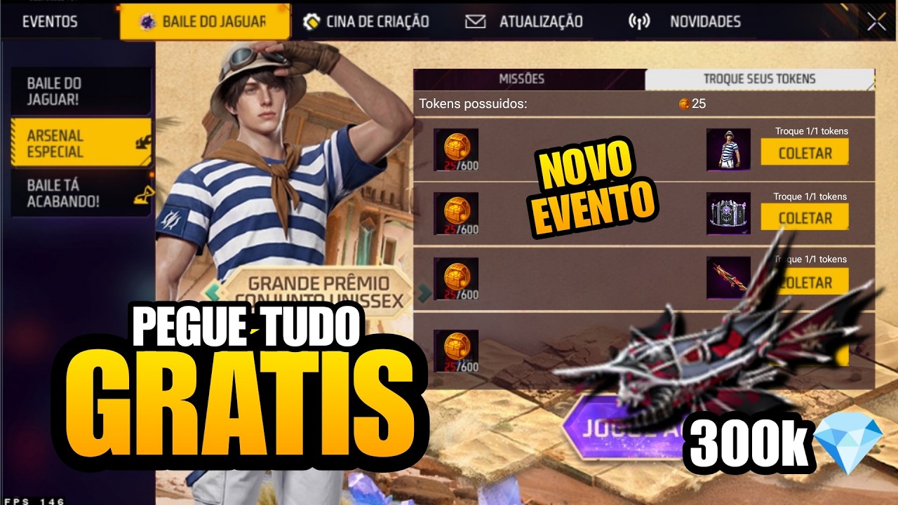 PEGUE TUDO GRÁTIS! EVENTO RAMADÃ, ASADELTA PIRATA, LOJA PRIME MARÇO E MAIS NOVIDADES FREE FIRE
