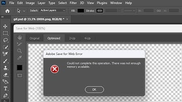 adobe save for web error | could not complete this operation. There was not enough memoty available