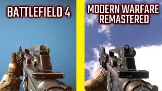 BATTLEFIELD 4 vs MODERN WARFARE REMASTERED Gun Sounds & Animations