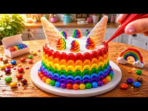 How to Make Rainbow Cake Recipe 🌈🍫 Amazing Mini Rainbow Chocolate IceCream Cake ❤️