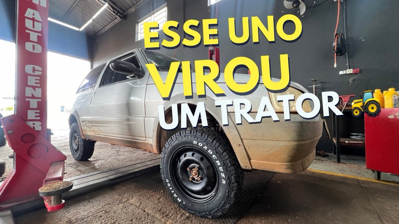 FIAT UNO WAY OFF ROAD com pneus lameiro modelo BF com letras brancas