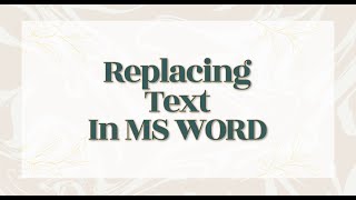 Replacing Text In MS Word