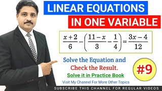 LINEAR EQUATIONS IN ONE VARIABLE LECTURE 9 SOLVED PROBLEM 9 MATHEMATICS