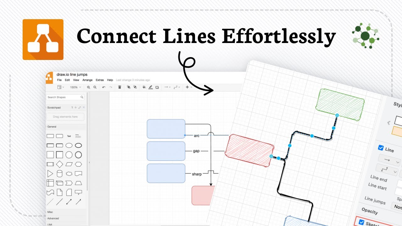 Как соединить линии в Draw io (Instant Path)