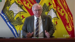 New Brunswick Premier Blaine Higgs speaks to reporters following cabinet change – February 23, 2022