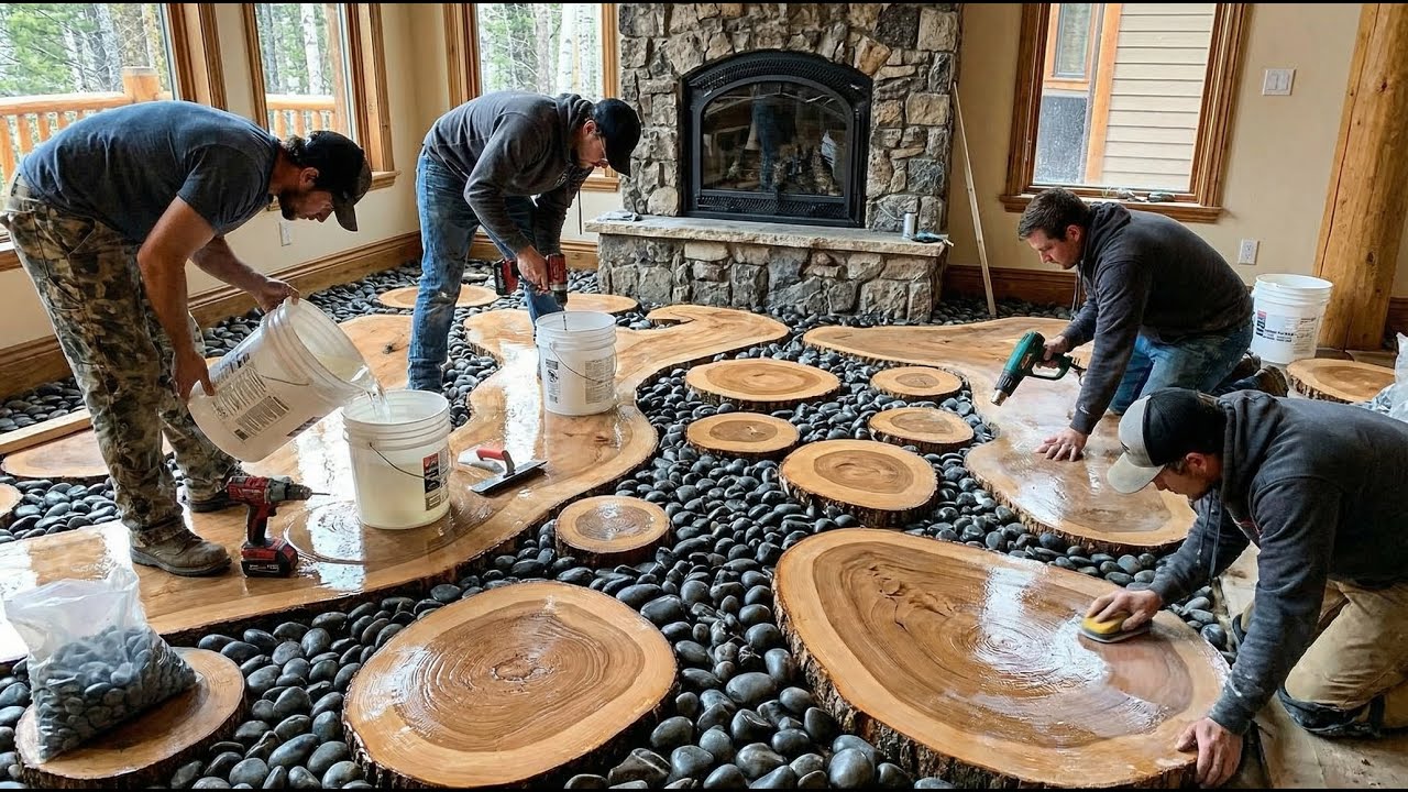 Stunning Floor Transformation: Epoxy, Logs & Stones | 10 Designs 