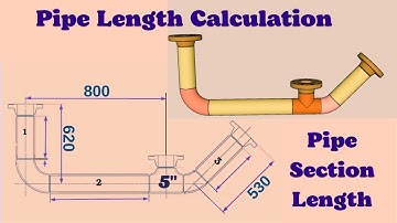 Pipe Length Calculation. How to calculate the cut length of pipes in a drawing. Pipe section length.