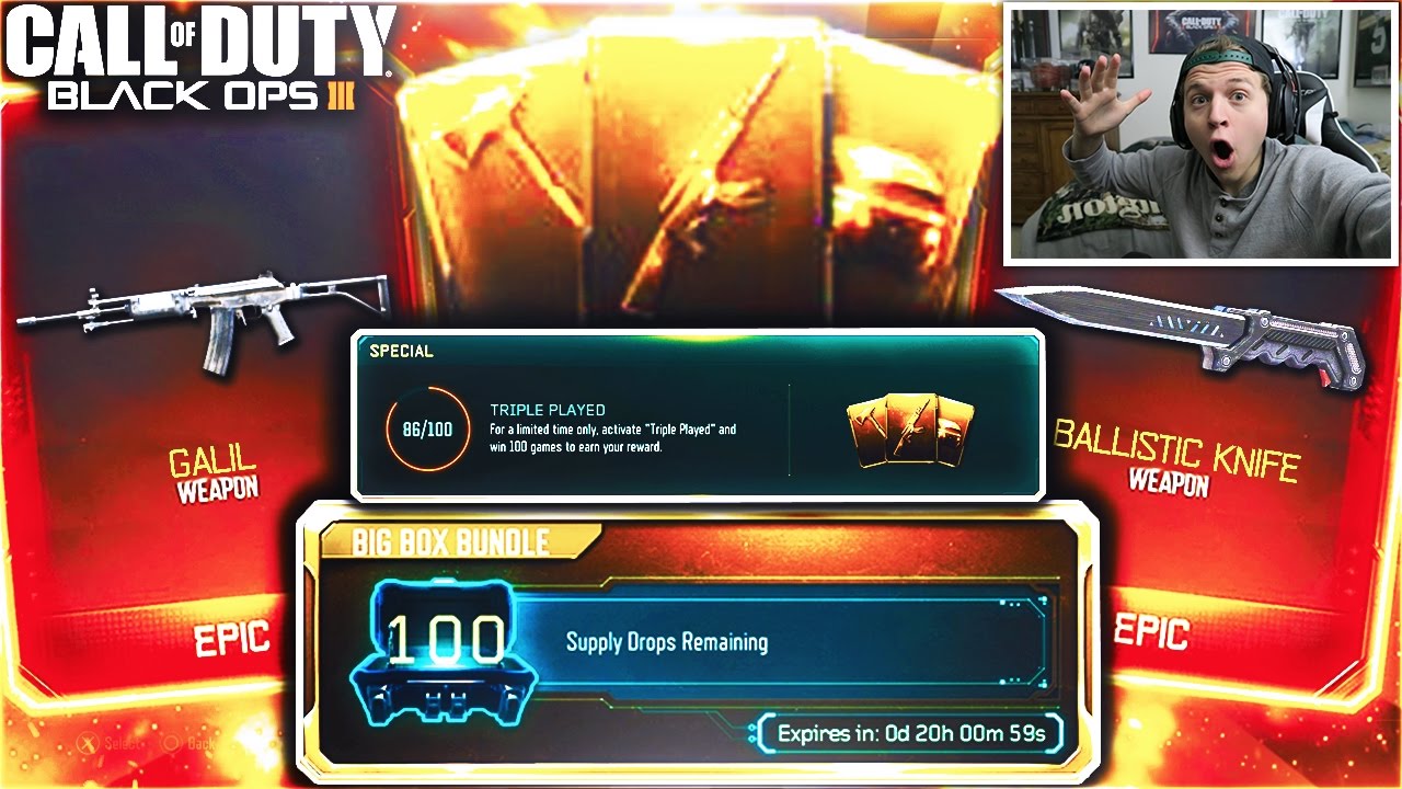 UNLOCKING *NEW* FREE DLC WEAPONS IN BLACK OPS 3! - BO3 SUPPLY DROP "TRIPLE PLAY BUNDLE" OPENING!