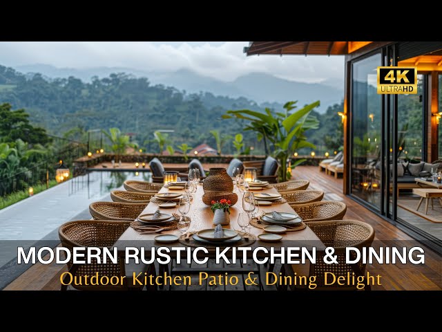 The Art of Modern Rustic Outdoor Kitchen Patio u0026 Dining Delight with Hillside View of Paradise class=