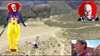 HUNTiNG KiLLER CLOWNS WITH DRONE!! ALMOST LOST DRONE!! WE SAW A RHINO!!! (NOT CLICKBAIT)
