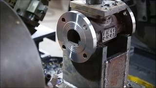 Two Heads CNC Facing Machine Of The Steel Gate Valve Flanges