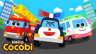 Super Rescue Team Song | Ambulance, Police Car, Fire Truck | Nursery Rhymes for Kids | Hello Cocobi