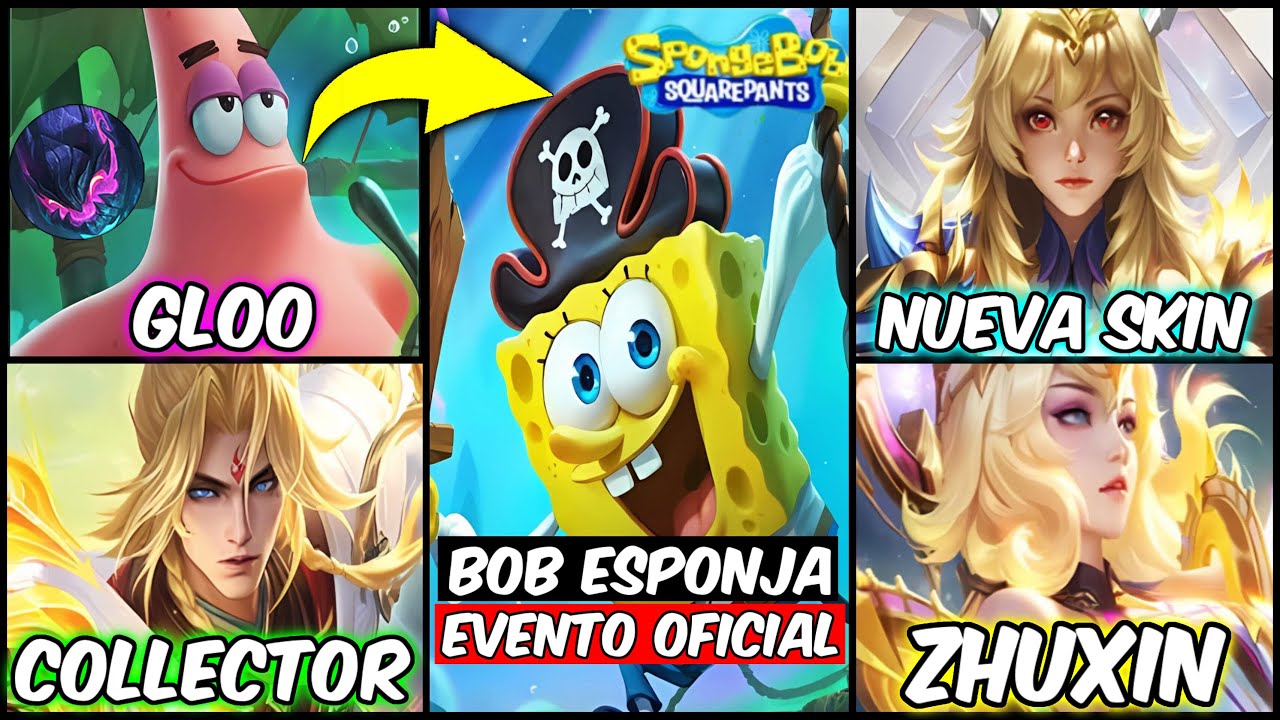 7 SKINS EVENTO BOB ESPONJA, PATRICIO, XAVIER Y ZHUXIN COLLECTOR, EDITH Y LUO YI EPICA
