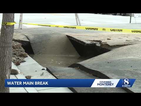 Water main break causes damage and road closures in Monterey