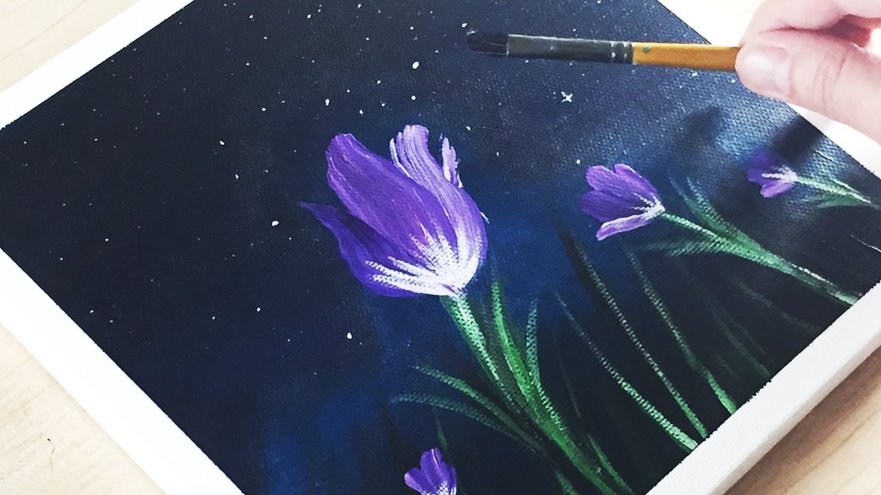 How to draw beautiful flowers with acrylic paint / acrylic painting  tutorial for beginners # 84