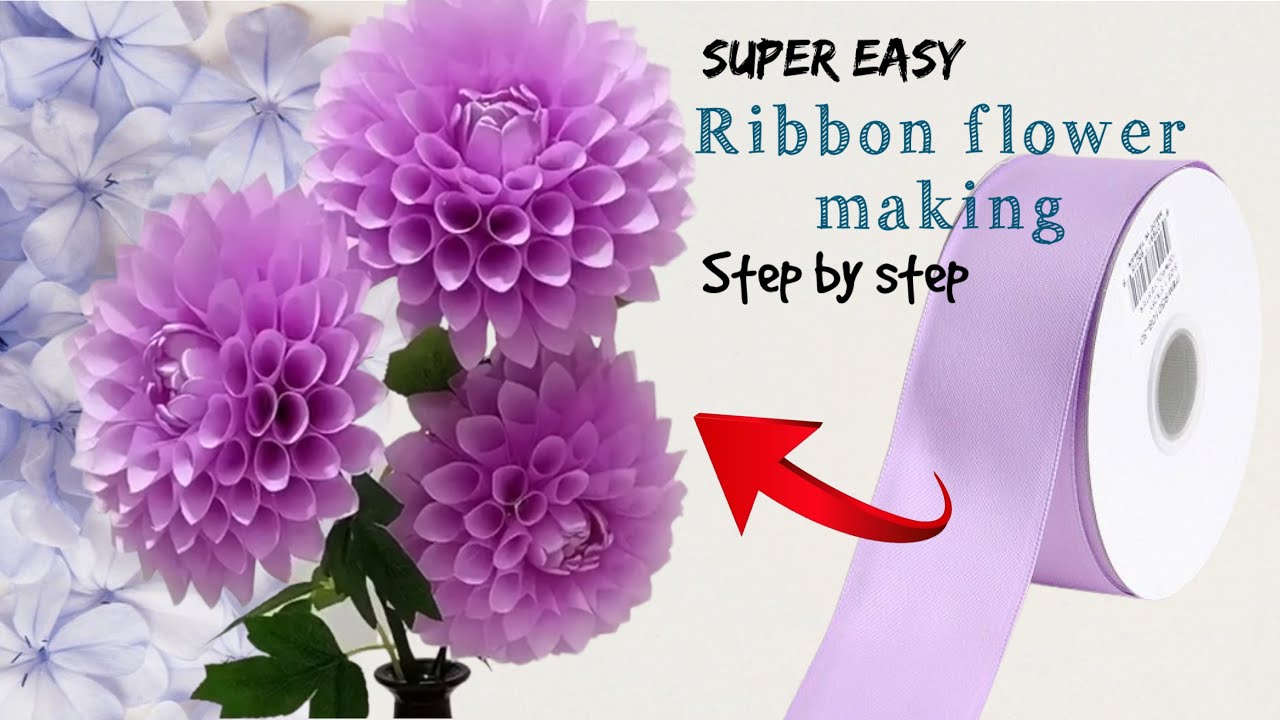 How to make ribbon flower making ll satin ribbon flower tutorial ll DIY