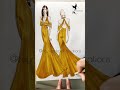 Draped yellow evening dress/marker rendering-Fashionsketch tutorial by ZEYNEP DENIZ